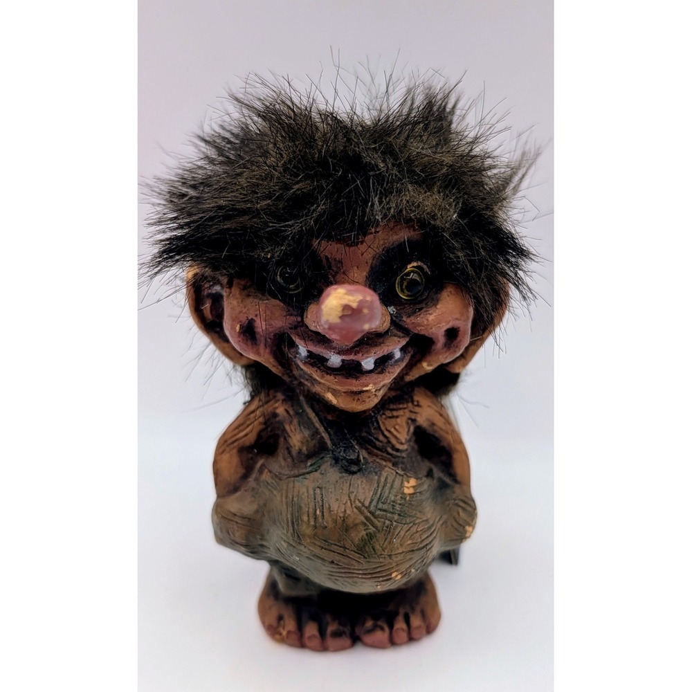 Ny Form Troll Handmade in Norway Vintage Collectible Figurine Brown Hair 3.5in